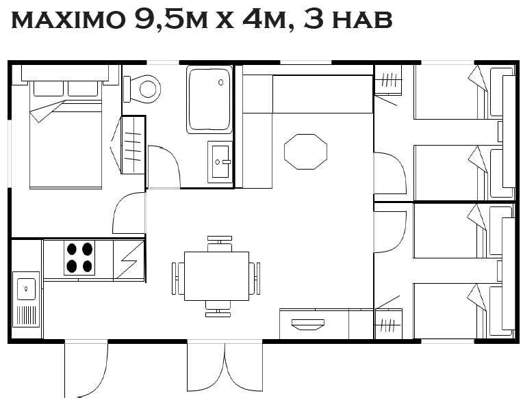 Modelo Maximo 9,5m x 4m